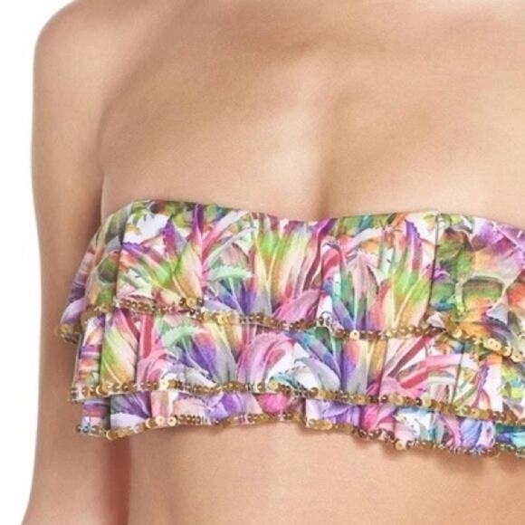 Pilyq Sequin Ruffle Bandeau Bikini Top In Lanai NWT - Picture 3 of 9